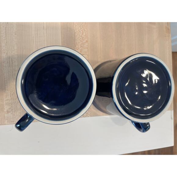 Dark Blue Navy FIESTA mugs set of 2 classic ring handle USA MADE - Picture 3 of 9